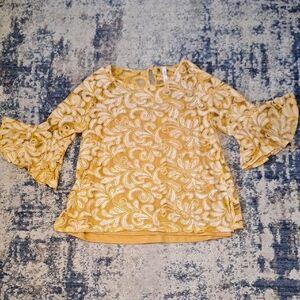 NY Collection Womens Lace Bell Sleeve Tunic Plus Size 2X